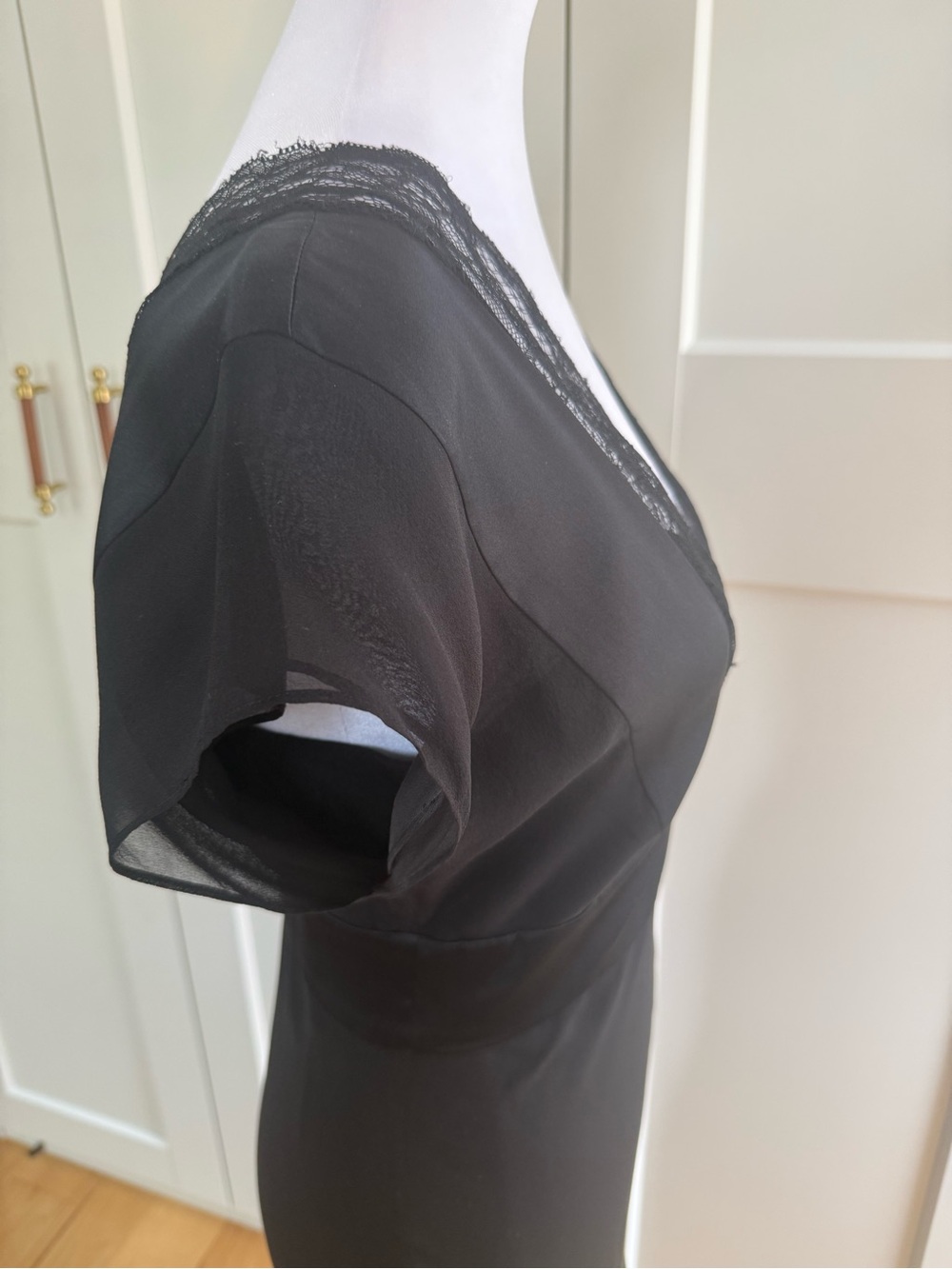 Diane Von Furstenberg Black Midi Dress with Lace Trim - Picture 11 of 12